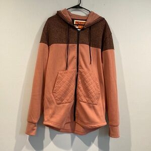 Rolling Paper Salmon and Light Brown Oversized Hoodie Sweatshirt - Size Large?